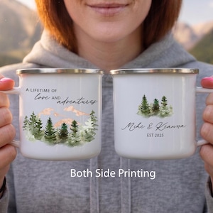 Personalized Mountain Camping Mug: Couple's Adventure Gift