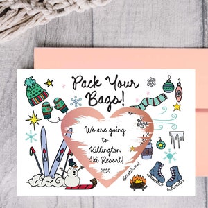 Carte à gratter EVJF surprise au ski, escapade hivernale, voyage en famille, nuit de snowboard au chalet, soirée après le mariage P237