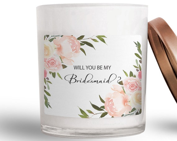 Bridesmaid Proposal Candle Label, Will You Be My Maid of Honor, Flower girl Mom Friend Wedding, Blush Gift box Idea, DIY candle label C005