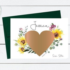Carte à gratter pour proposition de demoiselle d'honneur, fille d'honneur seras-tu ma demoiselle d'honneur, carte à poser, idée de boîte cadeau mariage tournesol rose P038