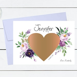 Carte de proposition de demoiselle d'honneur drôle, serez-vous ma demoiselle d'honneur, ministère de la Santé, carte à gratter proposition de demoiselle d'honneur, carte de demande, mariage violet violet P032