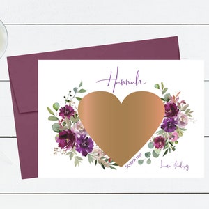 Carte à gratter pour proposition de demoiselle d'honneur prune mauve foncé, seras-tu ma demoiselle d'honneur demoiselle d'honneur, carte de visite, mariage, idée de boîte cadeau P009