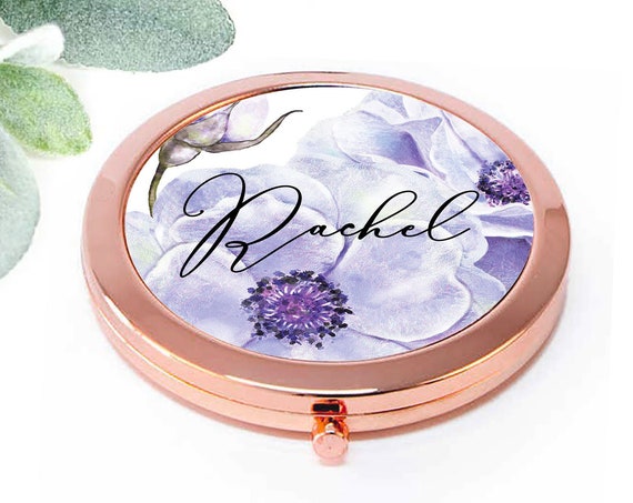 Personalized Compact Mirror, Bridesmaid Gift, Maid of Honor Bridal Party Proposal Gift, Birthday, Wedding favor for her, Pocket Mirror M006