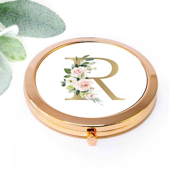 Bridesmaid Gifts, Personalized Compact Mirror, Maid of Honor Bridal Proposal Birthday Wedding for Women, Bachelorette Party Gift M040