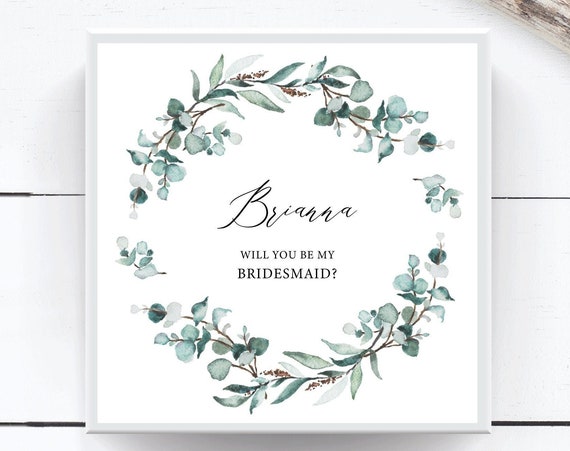 Bridesmaid Gift Box, Will You Be My Maid of Honor Matron of Honor Flower Girl Proposal, Birthday, Greenery Wedding, Empty Gift Box B100