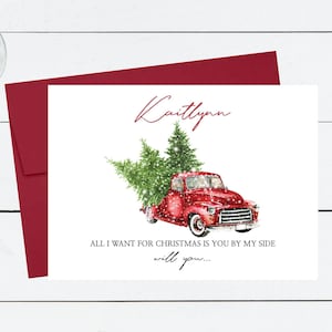 Carte de proposition de demoiselle d’honneur de Noël, serez-vous ma carte de demoiselle d’honneur, carte de demande de demoiselle d’honneur, tout ce que je veux pour Noël, c’est vous P015