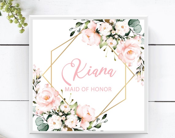 Bridesmaid Gift Box, Will You Be My Maid of Honor Matron of Honor Flower Girl Proposal, Birthday, Blush Pink Wedding, Empty Gift Box B063