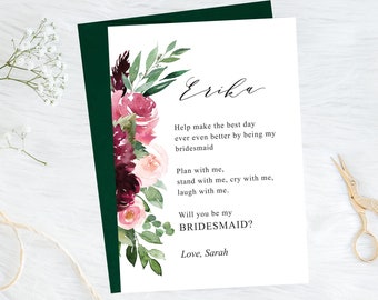 Funny Bridesmaid Card, Will You Be My Maid of Honor, Personalized Bridesmaid Proposal Gift, Plan With Me Stand With Me C226