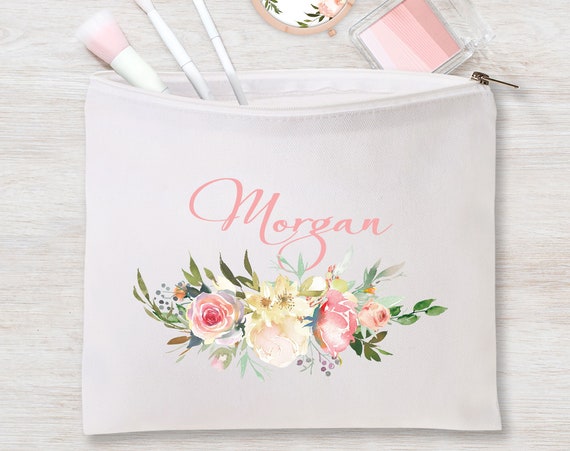 Bridesmaid Makeup Bag, Will You Be My Maid of Honor Proposal, Mom, Washable Large Cosmetic Bag, Peach blush Wedding, Gift box idea P139