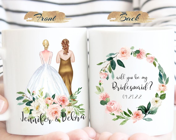 Plus Size Bridesmaid Proposal Mug, Will you be my Maid of honor Matron of honor, Friend Wedding Thank you Favor, Gift box ideas G390