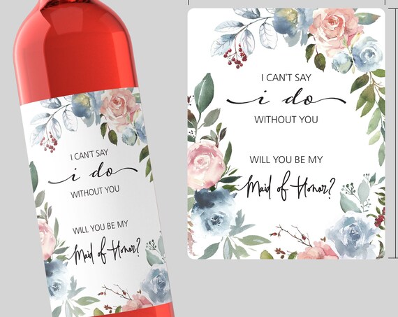 Will You Be My Bridesmaid Wine Champagne Label, Maid of Honor Photographer Personal attendant Proposal Gift, Bridal Shower Bachelorette W061