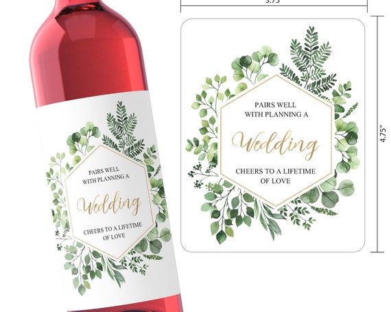 Pairs well  with planning a Wedding Wine Label, Engagement Gift for Couples, Wedding Gift,  Wine Champagne Label W082