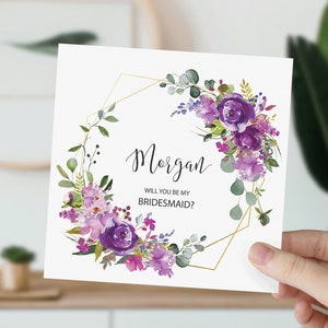 Carte de proposition de demoiselle d'honneur lavande mauve, serez-vous ma demoiselle d'honneur demoiselle d'honneur, idée de coffret cadeau, carte de mariage, shower de mariage nuptiale D014