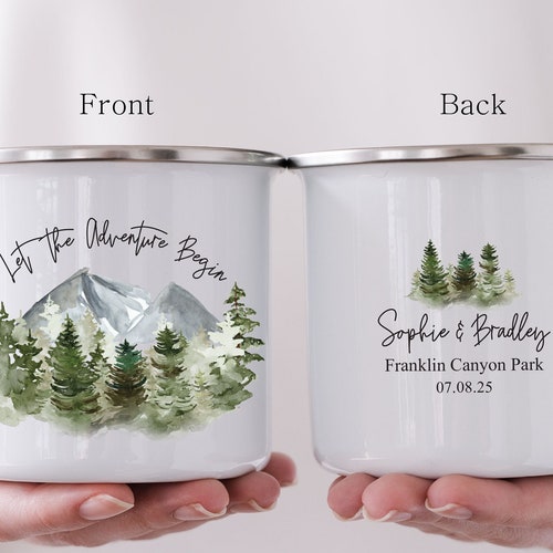 Personalized Wedding Guest Gift Mountain Forest Camping Mug Etsy
