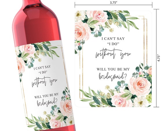 Bridesmaid Wine Champagne Label, Maid of Honor Photographer Personal attendant Proposal Gift, Bridal Shower Bachelorette W077