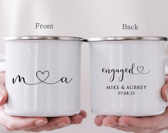 Personalized Engagement Camp Mug, Custom Anniversary Gift