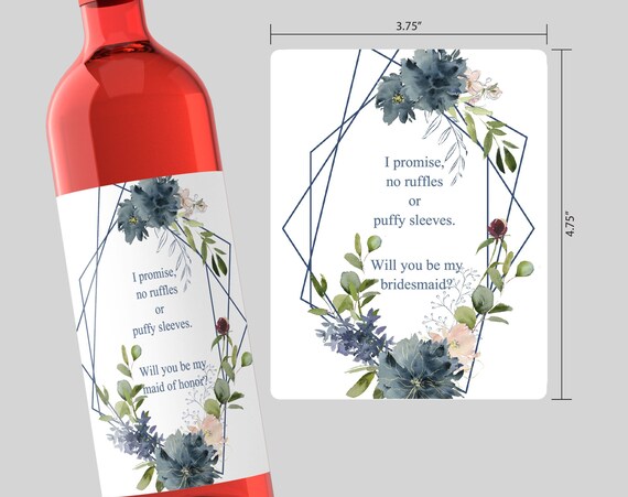 Will You Be My Bridesmaid Wine Champagne Label, Maid of Honor Photographer Personal attendant Proposal Gift, Bridal Shower Bachelorette W072