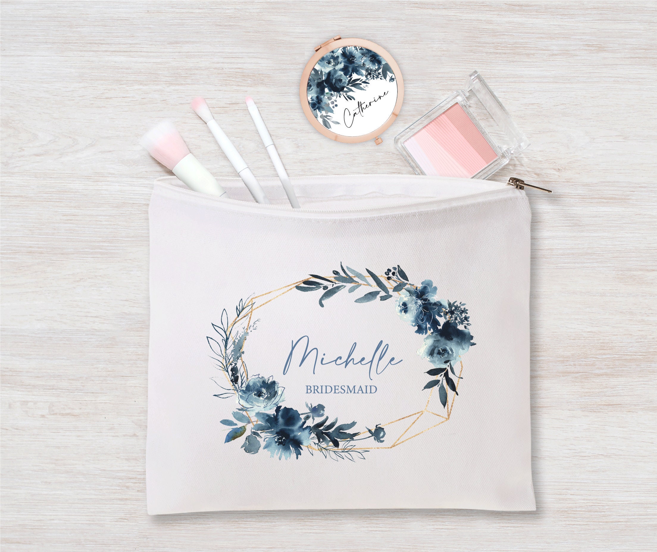 Dusty Blue Bridesmaid Proposal Gift, Personalized Makeup Bag, Will You Be  My Maid of Honor, Large Make Up Pouch Bag P157