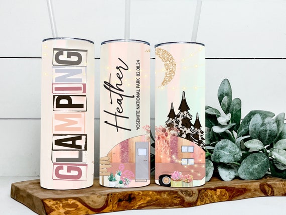 Personalized Name & Text, Bachelorette Glamping Tumbler, Camping, Bride Tribe, Family Vacation, Bridesmaid Proposal Gift T231