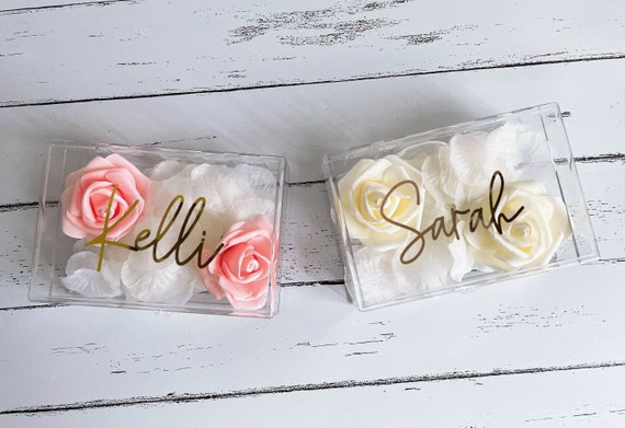 Small Clear Gift Box, Bridesmaid proposal Gift, Personalized Gift, Will you be my bridesmaid, Organizer, Wedding Gift, Hinged Empty Box A04