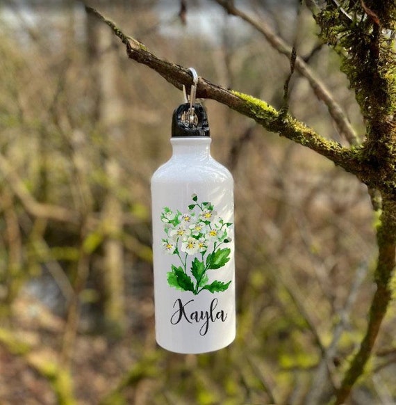Birth Flower Water Bottle, Bachelorette Trip, Bridesmaid Proposal Gift, Wedding Favor, Birthday Travel Keepsake, Hiking Mountain Outdoor W03