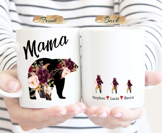 Mama and Papa, Mom and Dad Bear Mugs, Pregnancy Announcement, New Parents Coffee Mug, Mother's day gift, Personalized family name mug G331