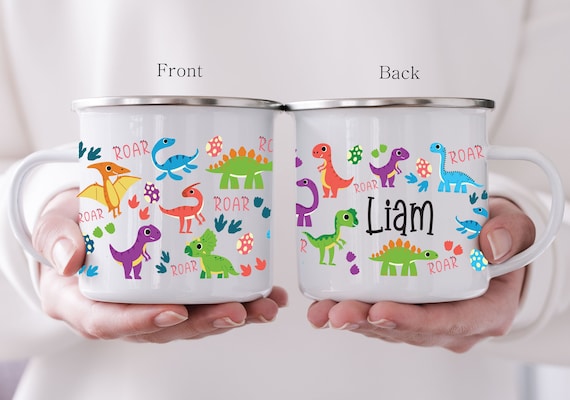 Dinosaur Birthday Party Favors, Durable Dinosaur Camping Mug, Ring bearer Gift, Baby Shower Favor, Personalized Goodie Bag for Kids H127