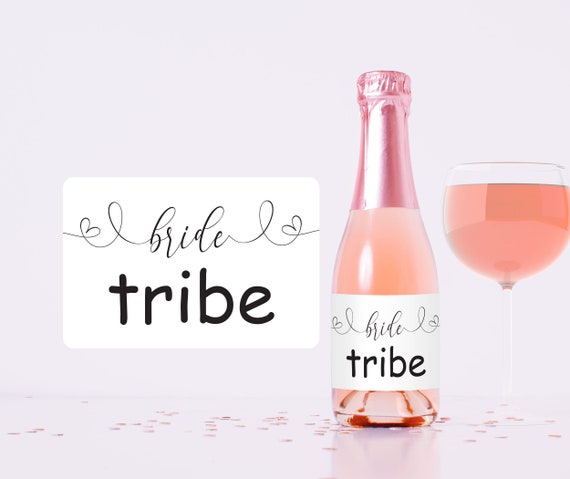 Mini Champagne Bottle Label, Bachelorette Party Bride Tribe, Bridesmaid Mini Wine Label, Proposal Gift Favor Box Idea, Printed label S009