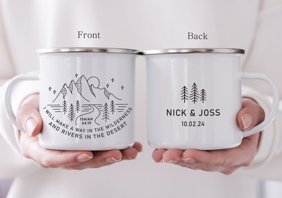 Christian Gift, Personalized Couple Gift, Wedding Guest Keepsake Favor,  Make a Way in the Wilderness, Bridesmaid Proposal Camping Cup H141