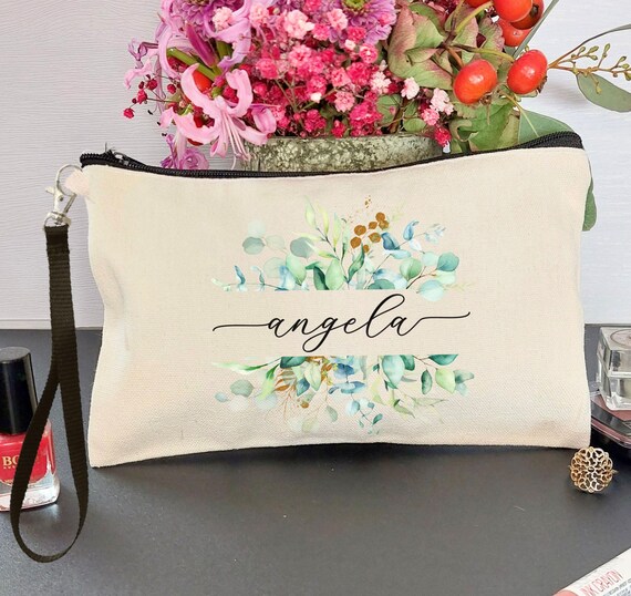 Bridesmaid Makeup Bag, Mom Teacher Best Friend Birthday Gift, Bachelorette Party Favor, Cosmetic Bag, Bridal Shower, Sage Green Wedding P304