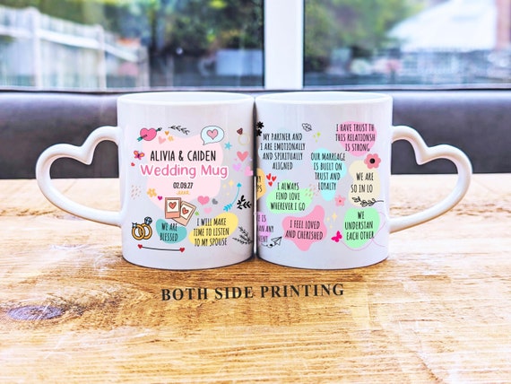 Engagement Anniversary Gift, Wedding Party Gust Favor Memento, Couple Love Motivational Coffee Mug, New Bride Groom, Husband Wife Cup G512