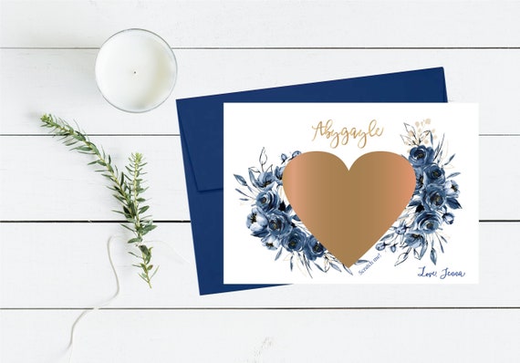 Navy Blue Bridesmaid Proposal Scratch Off Card, Will You Be My Bridesmaid Maid of Honor Flower Girl, Personalized gift, Funny Card P030