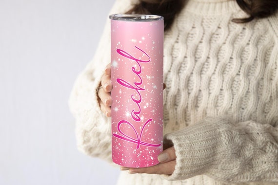 Personalized Pink Glitter Tumbler, Custom Name Tumbler, Bridal Shower Gift, Birthday, Christmas, Bridesmaid Proposal Gift T263