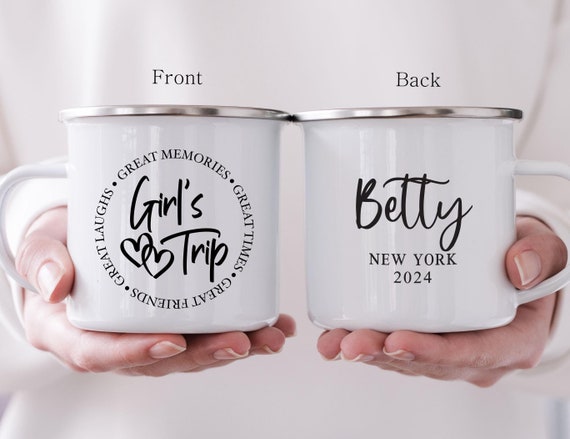 Personalized Girls Trip Cup, Weekend Getaway Vacation Gift, Best Friend Camping Cup, Keepsake Women Travel Bachelorette Party Favor H151