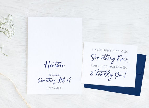 Will You Be My Something Blue Card, Bridesmaid Proposal Cards, Wedding Day Cards for Your Besties, Printed Card P228