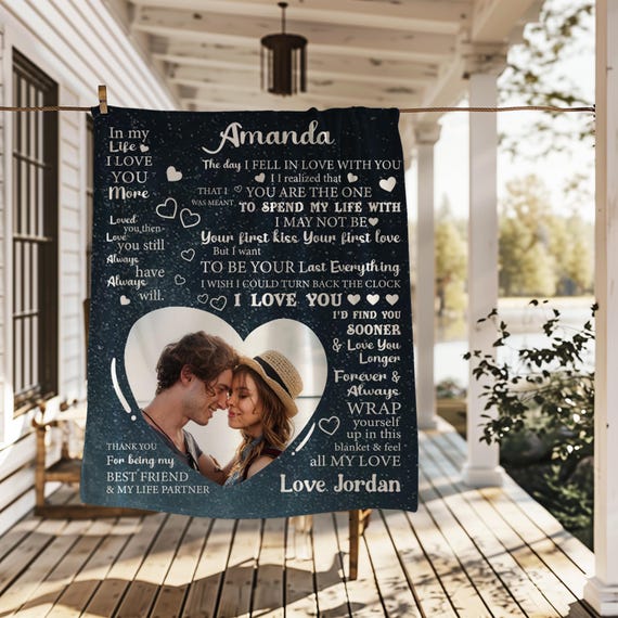 Custom Name Blanket for Her, Personalized Love Letter Throw Blanket, Girlfriend, Wife, Anniversary, Birthday Gift HB05