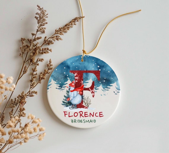Personalized Ornament, Custom Christmas Party Favor, Bridesmaid Proposal Gift, Bridal Shower Keepsake, Family Mom Dad Employees Baby T273