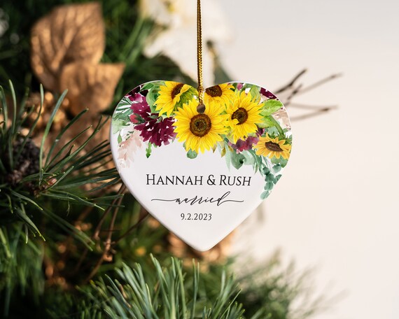 Engaged Ornament, Newly Married Gift, Wedding Guest Gift Favor, Keepsake, Personalized Gift for Couple, Christmas Ceramic Ornament T267