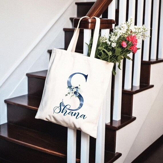 Personalized Bridesmaid Gift, Tote Bag, Bachelorette Party Favor, Wedding Party, Dusty Blue Wedding Bridal Shower T03