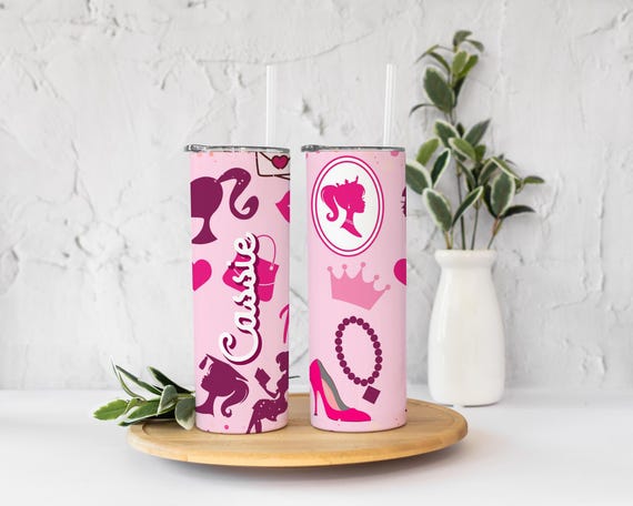 Cute Pink Dollcore Tumbler, Best Friend, Mom, Bridal Shower Gift, Personalized Name Tumbler, Retro Vibes Girls Party Favor T27