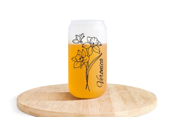 18oz Frosted Beer Glass Cup, Bridesmaid Proposal, Wedding Favor Keepsake, Bachelorette Bride Tribe Travel Keepsake, Birth Month Gift B06