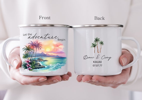 Hawaii tropical, Mele Kalikimaka, Beach Wedding Guest Gift and Unique Keepsake, Girls Trip, Custom Camping Cup H138