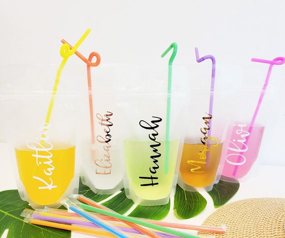 Personalized Adult Drink Pouch, Wife of the party Bachelorette Wedding Birthday Engagement, Pool Beach Party Favors, Bridesmaid Gift F2