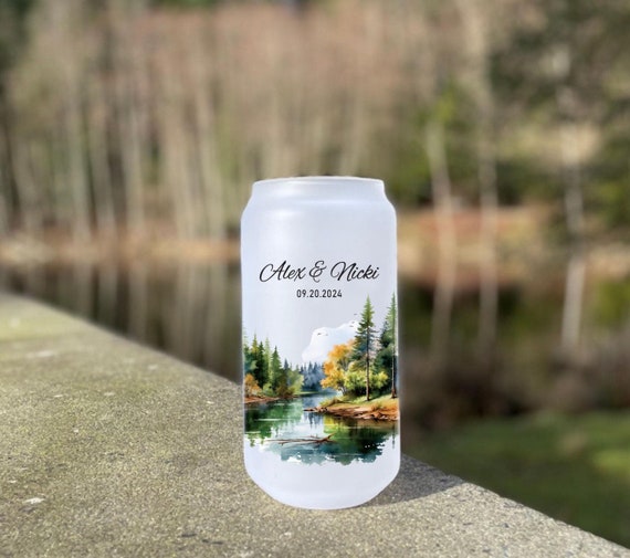 Lake Riverside Party Favor, Wedding Engagement Keepsake, Bachelorette Bridal Shower Bridesmaid Proposal Gift, 18oz Glass Beer Cup B09