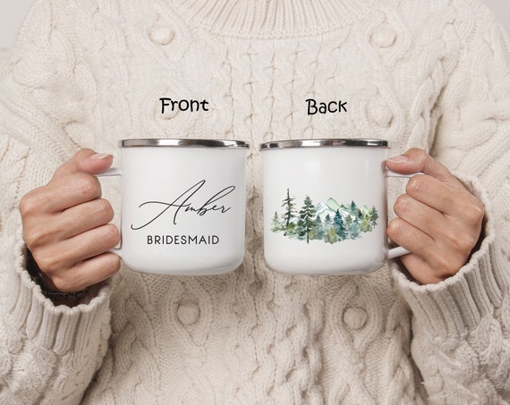 Bridesmaid Proposal Gift, Camping Mug Cup, Wedding Favor, Bride tribe, Maid of honor Matron of honor Friend Wedding Thank you Favor H025