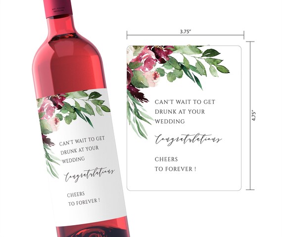 Can't Wait to Get Drunk at Your Wedding, Wine Label, Funny Engagement Gifts for Couple, Bridal Shower Gift W226