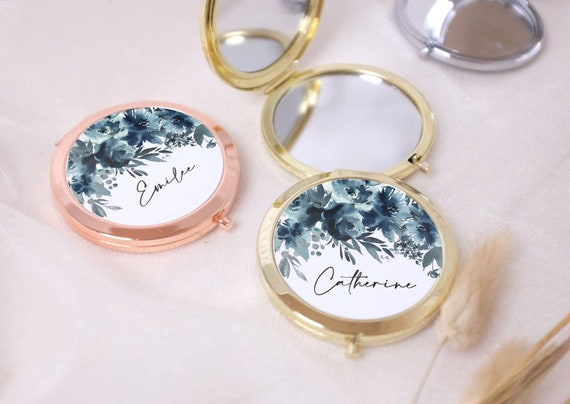 Bridesmaid Gifts Compact Mirror, Will you be my Maid of Honor Bridal Proposal, Mom Birthday, Dusty Blue Wedding Bachelorette Party Gift M130