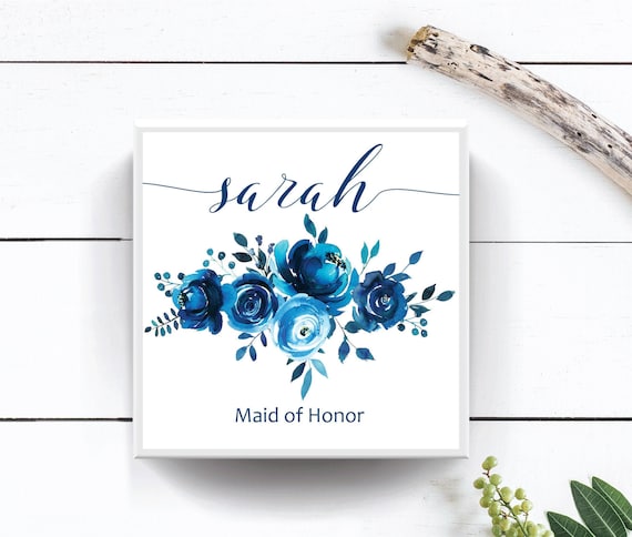 Navy blue Azure blue Bridesmaid Gift Box, Will You Be My Maid of Honor Proposal, Bridal Party Friend Mom, Empty Wedding Favor Box B022