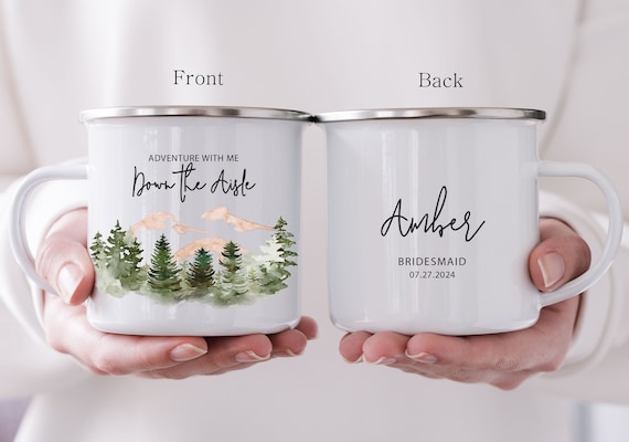 Bridesmaid Proposal Camping Mug, Bachelorette Party Favor, Bride tribe Gift, Girls trip, Mountain Wedding H128