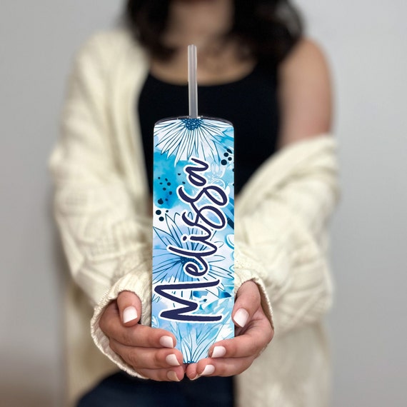 Custom Name Tumbler, Bridal Shower Gift, Birthday, Something blue, Blue & Navy Wedding, Bridesmaid Proposal Gift T238